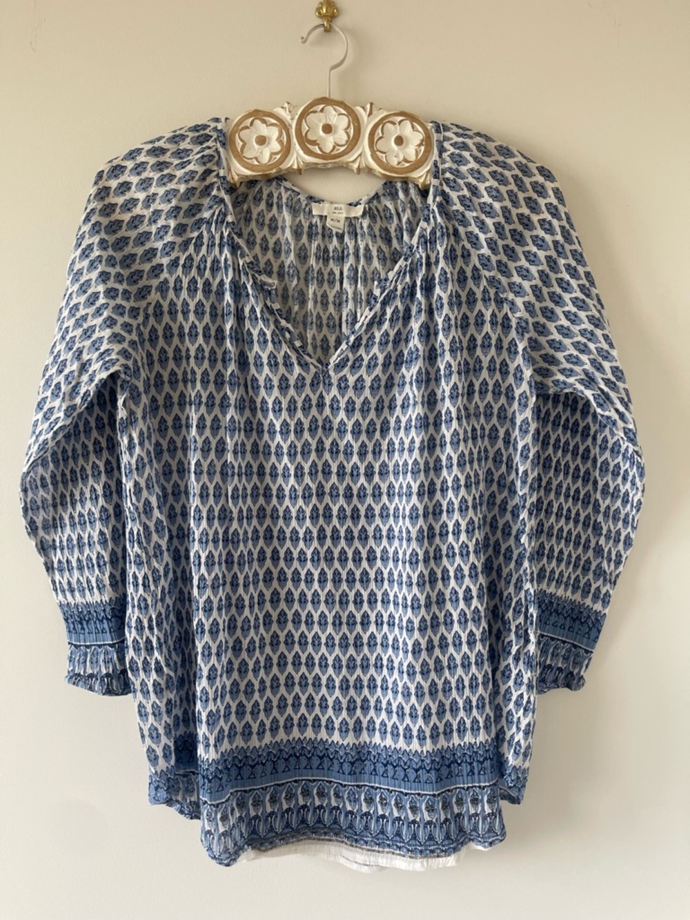 Blue Pattered Women’s Tunic Top. Size M